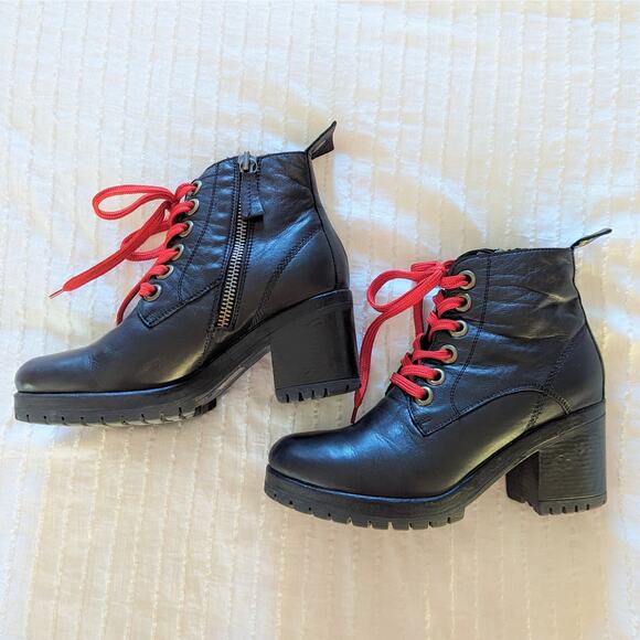 Bueno Felix Black Leather Combat Boots size 9.5 - Picture 3 of 8